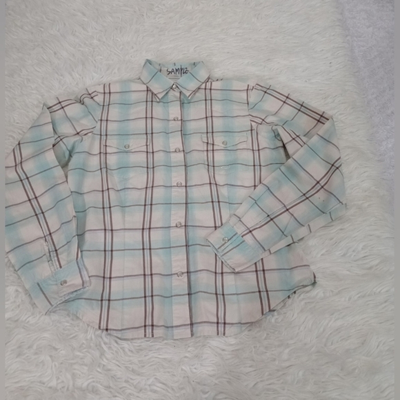 Roper Girls Pearl Snap Western Long Sleeve Shirt Blue & Gray Shimmer Size S - Picture 1 of 7